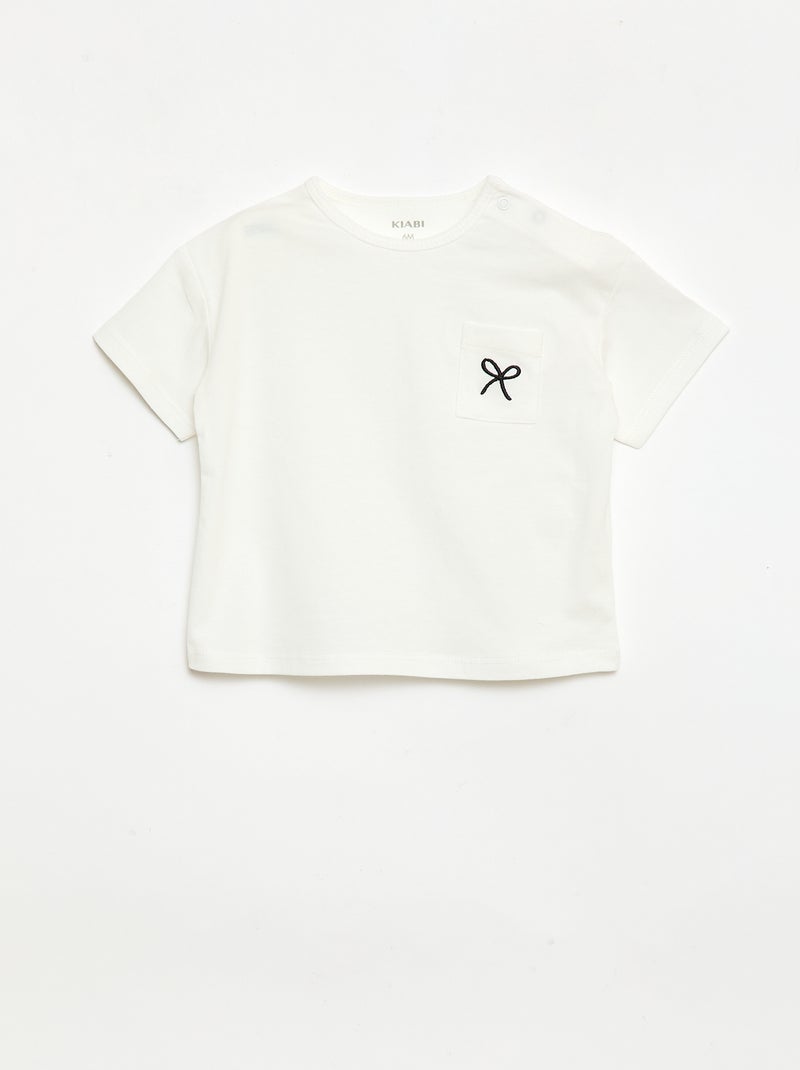Ribbed T-shirt + Biker Shorts Set - 2 Pieces White - Kiabi