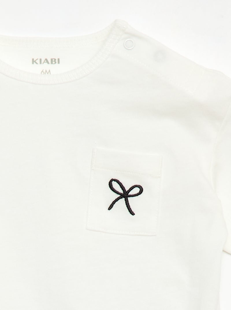 Ribbed T-shirt + Biker Shorts Set - 2 Pieces White - Kiabi