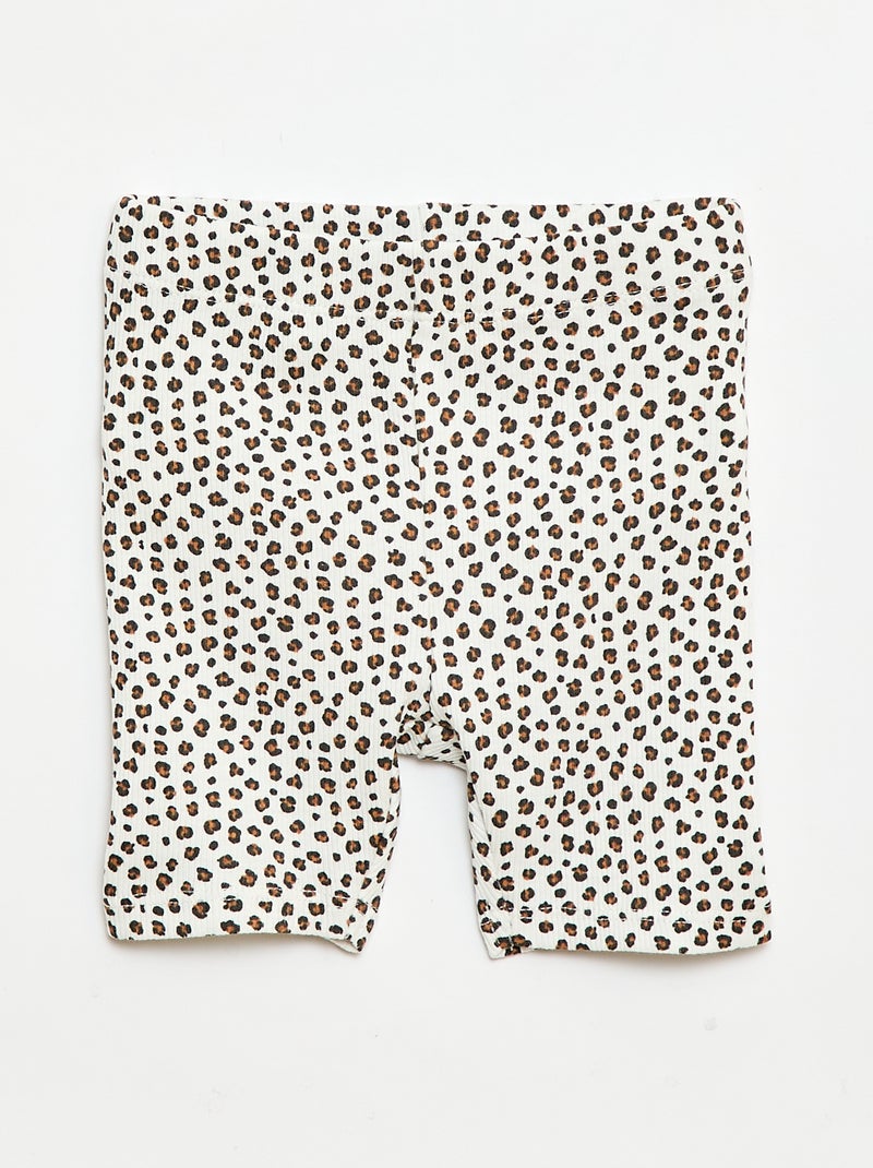 Ribbed T-shirt + Biker Shorts Set - 2 Pieces White - Kiabi
