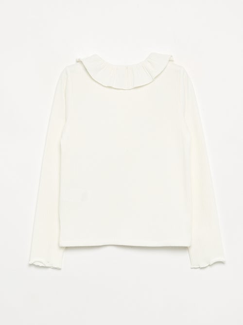Ribbed T-shirt with frill collar - Kiabi