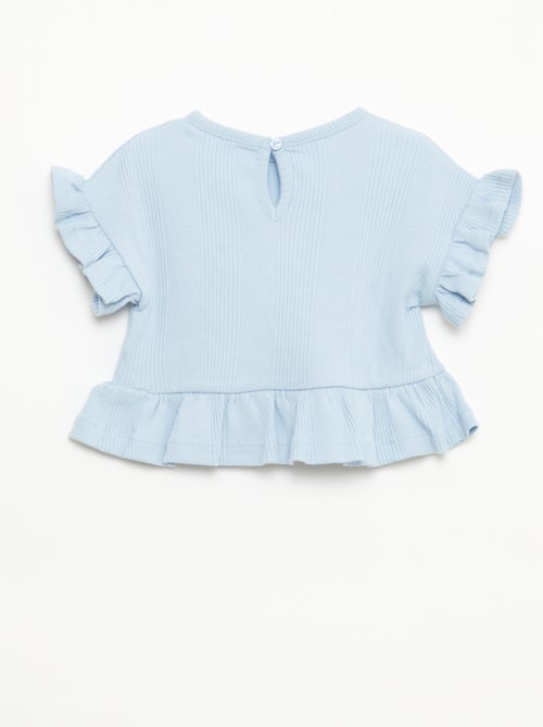 Ribbed T-shirt with ruffled edges - Kiabi