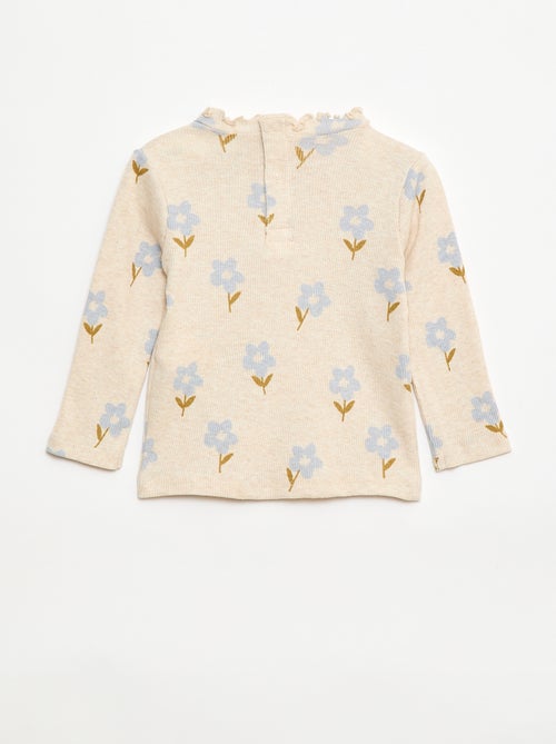 Ribbed T-shirt with scalloped collar - Kiabi