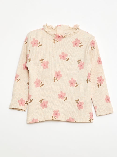 Ribbed T-shirt with scalloped collar - Kiabi