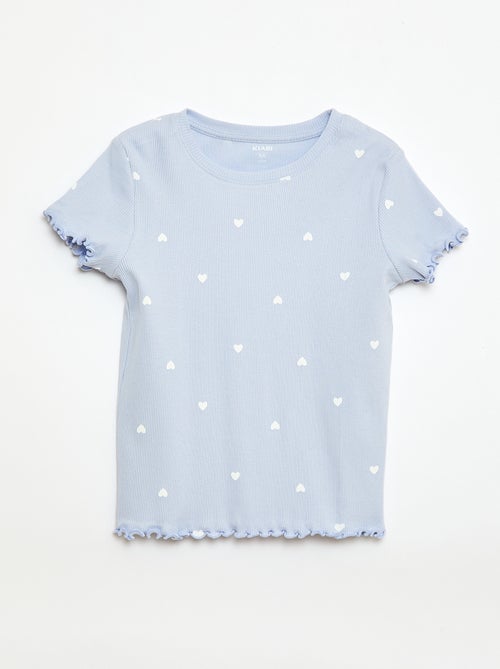 Ribbed T-shirt with Short Flutter Sleeves - Kiabi