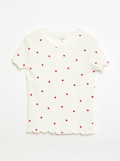 Ribbed T-shirt with Short Flutter Sleeves - Kiabi