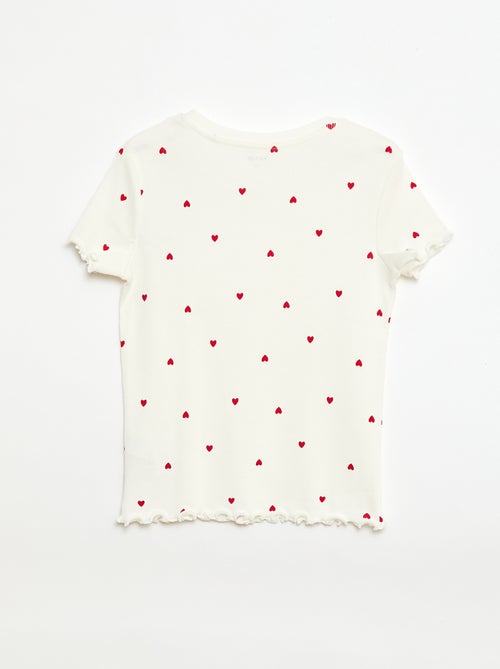 Ribbed T-shirt with Short Flutter Sleeves - Kiabi