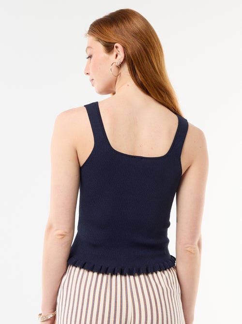 Ribbed Tank Top with Faux Button Front - Kiabi