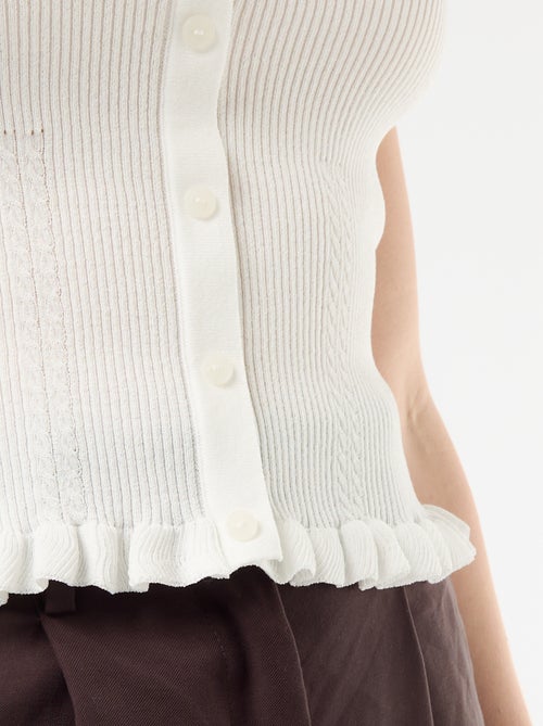 Ribbed Tank Top with Faux Button Front - Kiabi