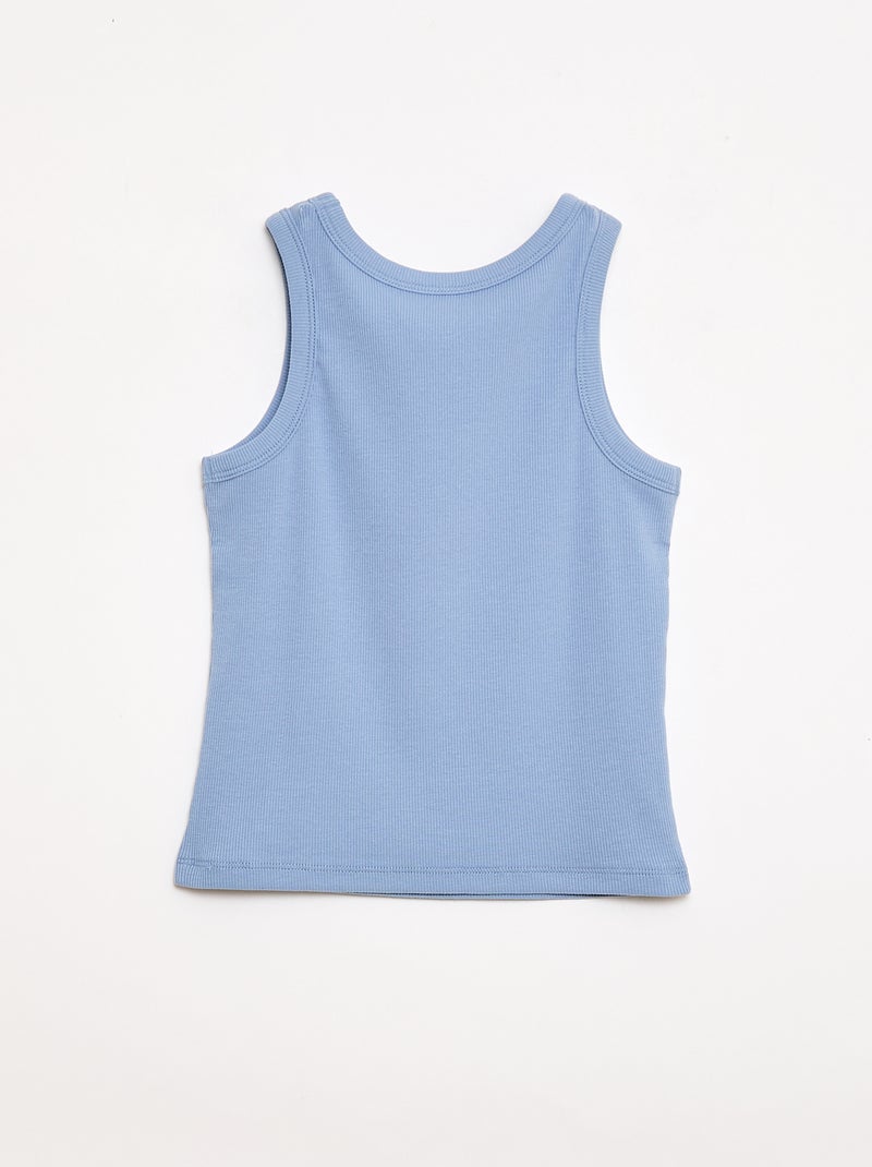 Ribbed Tank Top with Round Neck Blue - Kiabi