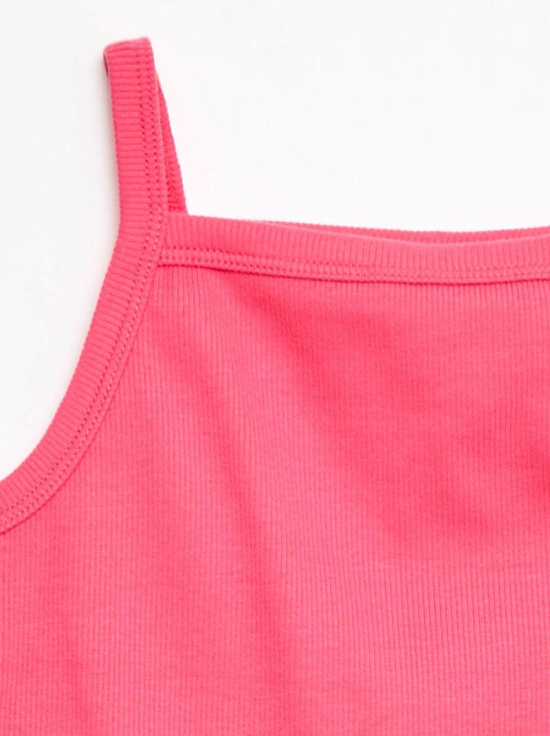 Ribbed Tank Top with Thin Straps Pink - Kiabi