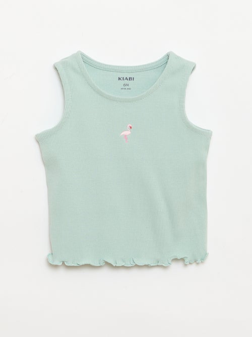 Ribbed tank top with wavy hem - Kiabi