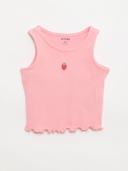 Ribbed tank top with wavy hem - Kiabi