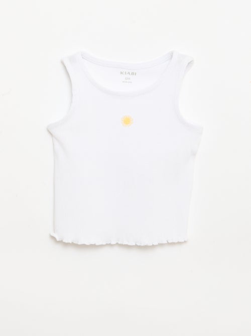 Ribbed tank top with wavy hem - Kiabi