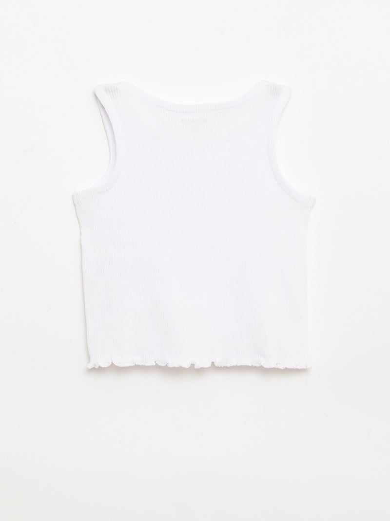 Ribbed tank top with wavy hem White - Kiabi