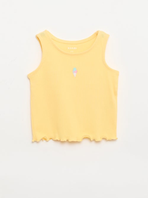 Ribbed tank top with wavy hem - Kiabi