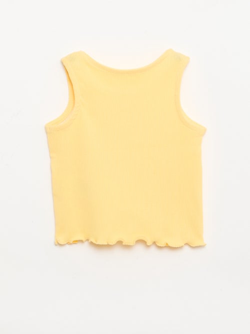 Ribbed tank top with wavy hem - Kiabi