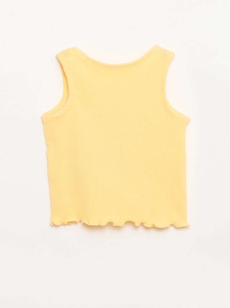 Ribbed tank top with wavy hem Yellow - Kiabi