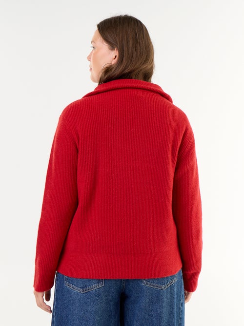 Ribbed Zip-Up High-Neck Sweater - Kiabi