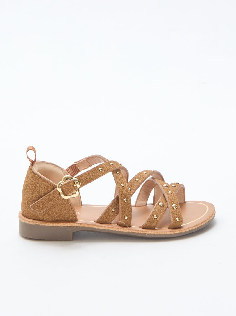 Riemchensandalen mit Nieten Beige - Kiabi
