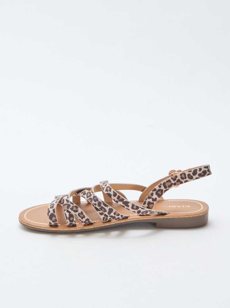 Riemensandalen im Leo-Muster Braun - Kiabi