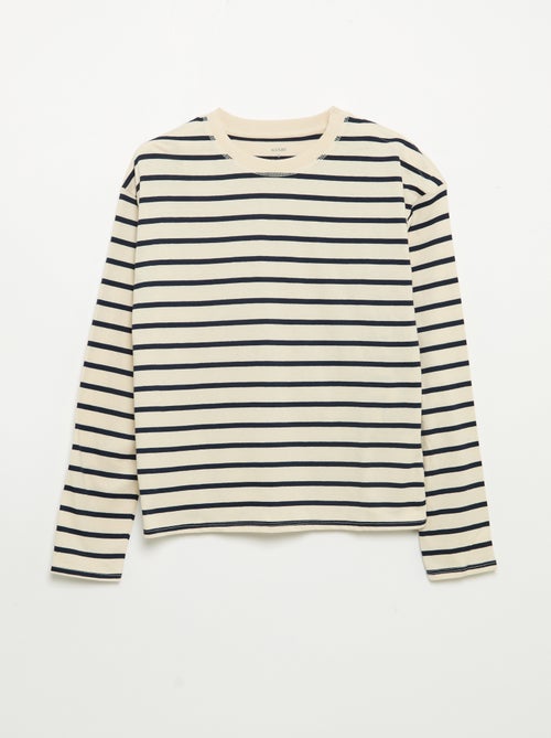 Ringelshirt mit Klettverschluss an der Schulter – Adaptive Kollektion - Kiabi