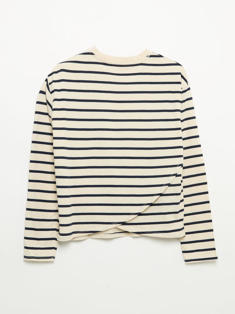 Ringelshirt mit Klettverschluss an der Schulter – Adaptive Kollektion Weiß - Kiabi