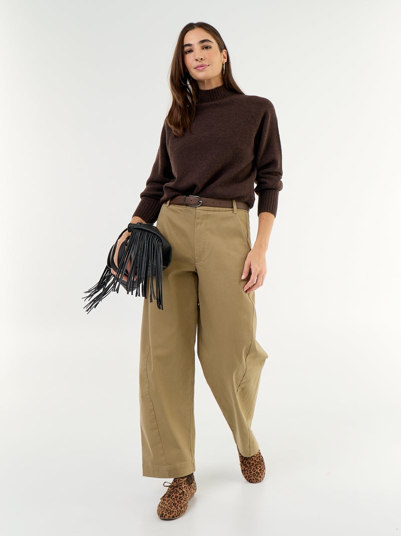 Rippstrick-Pulli mit Stehkragen Marron - Kiabi