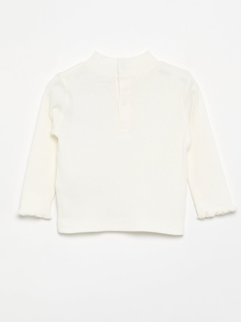 Rippstrick-Rollkragenshirt Blanc - Kiabi