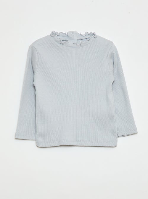 Rippstrick-T-Shirt mit Wellenkragen - Kiabi