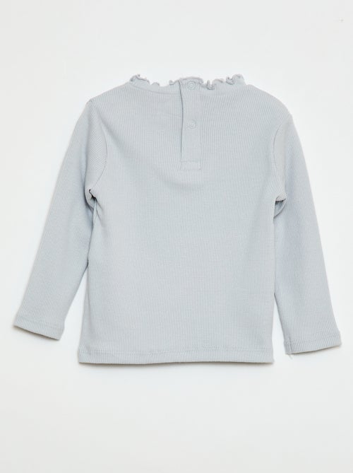 Rippstrick-T-Shirt mit Wellenkragen - Kiabi
