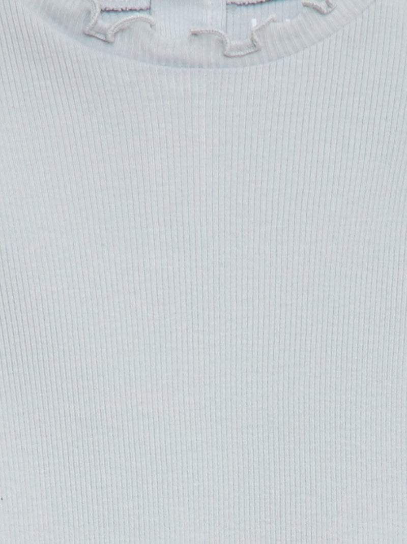 Rippstrick-T-Shirt mit Wellenkragen Grau - Kiabi