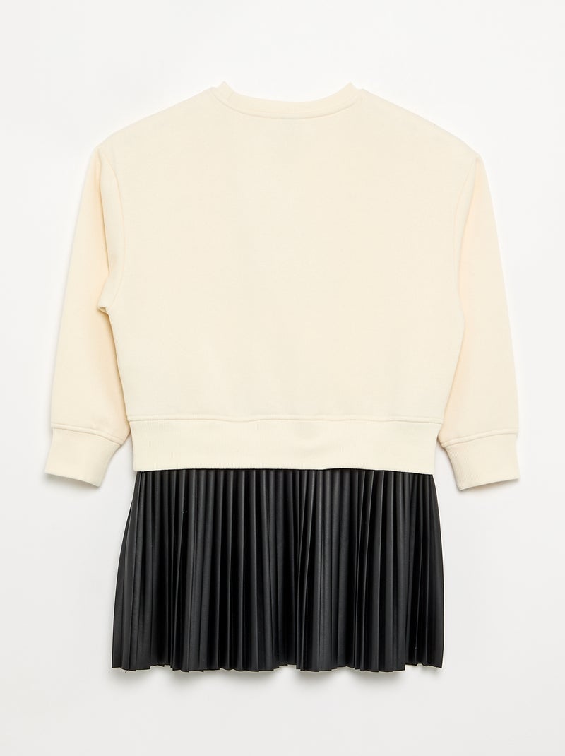 Robe 2 en 1 - Sweat + jupe plissée Ecru - Kiabi