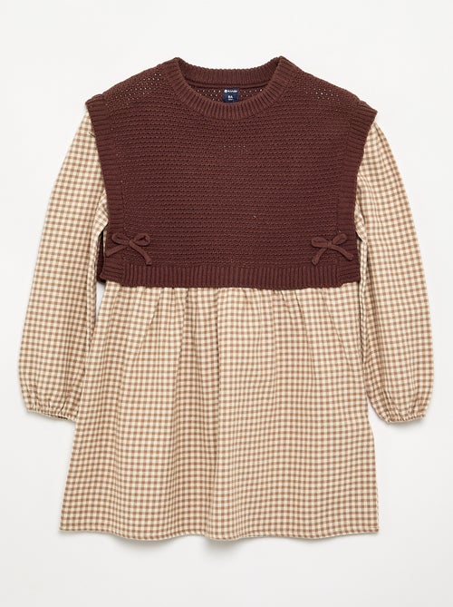 Robe 2 en 1 avec haut en maille et bas en flanelle - Kiabi Robe 2 en 1 avec haut en maille et bas en flanelle - Kiabi