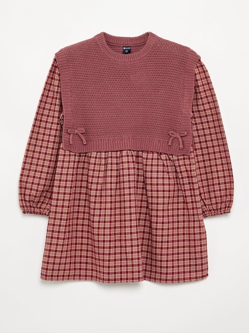 Robe 2 en 1 avec haut en maille et bas en flanelle - Kiabi Robe 2 en 1 avec haut en maille et bas en flanelle - Kiabi