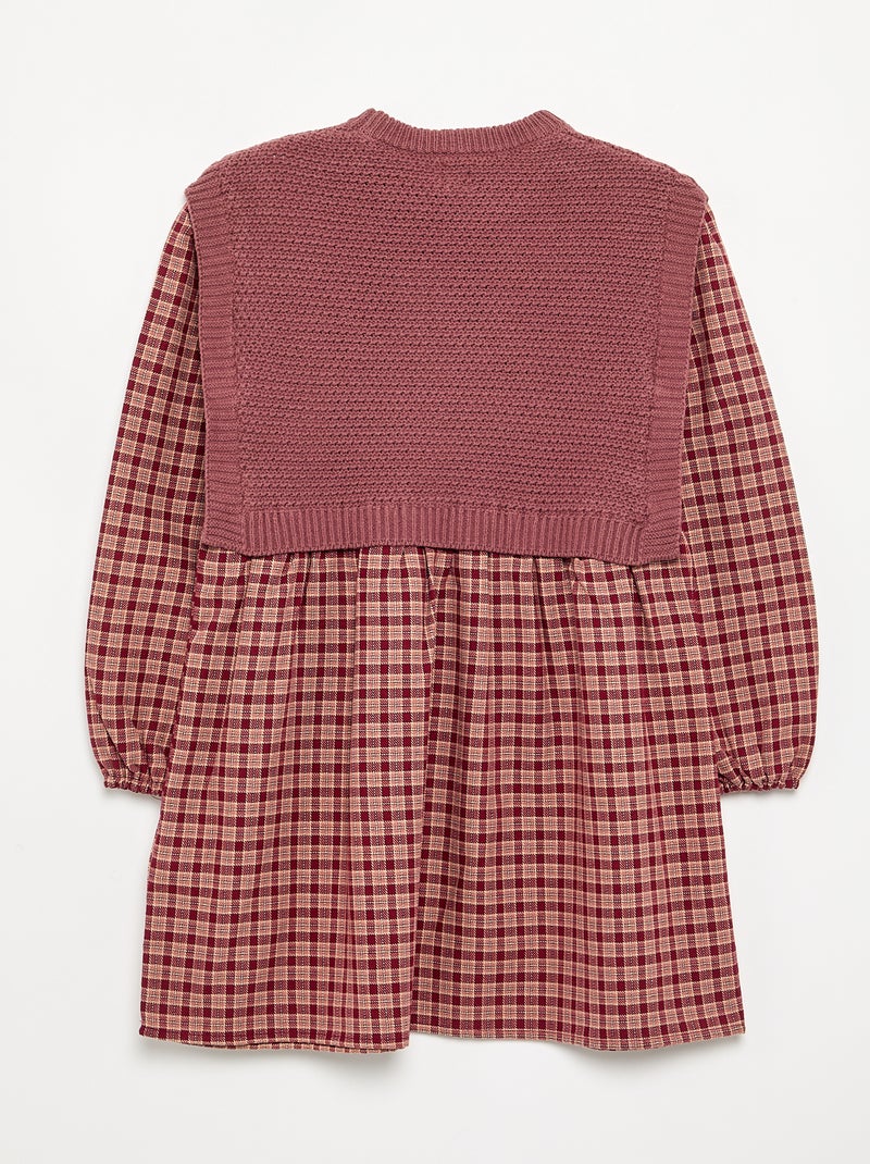 Robe 2 en 1 avec haut en maille et bas en flanelle Rouge - Kiabi