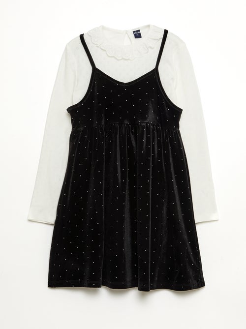 Robe 2 en 1 en velours avec strass - Kiabi