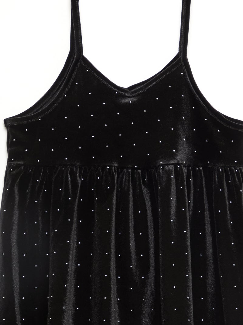 Robe 2 en 1 en velours avec strass Noir - Kiabi