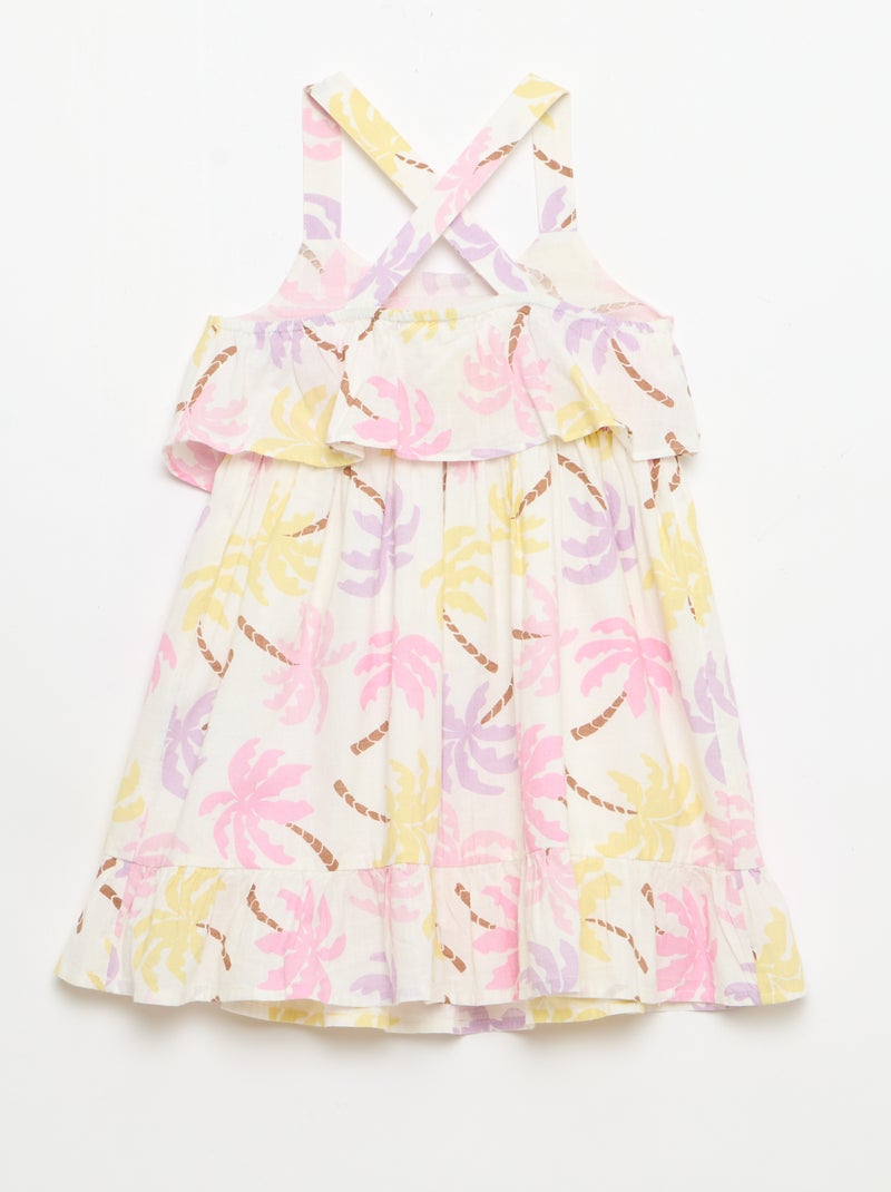 Robe à bretelles croisées + volants forme housse Beige - Kiabi