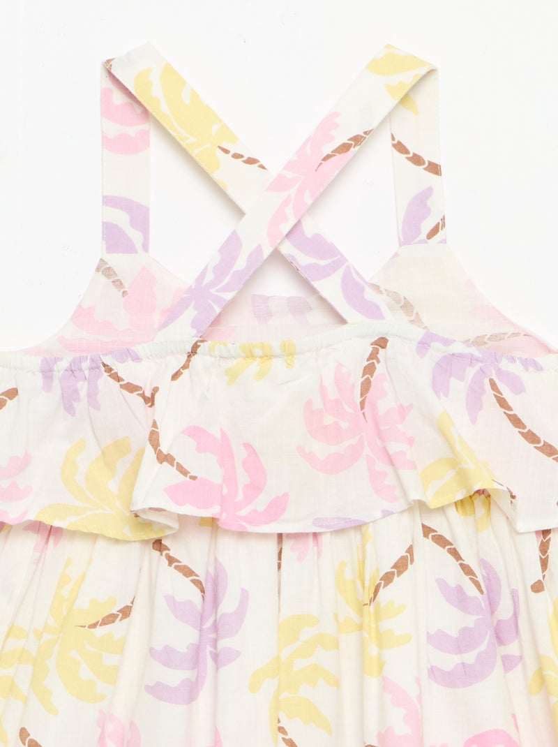 Robe à bretelles croisées + volants forme housse Beige - Kiabi