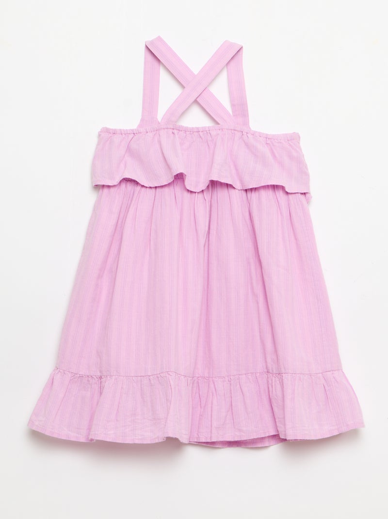 Robe à bretelles croisées + volants forme housse Violet - Kiabi