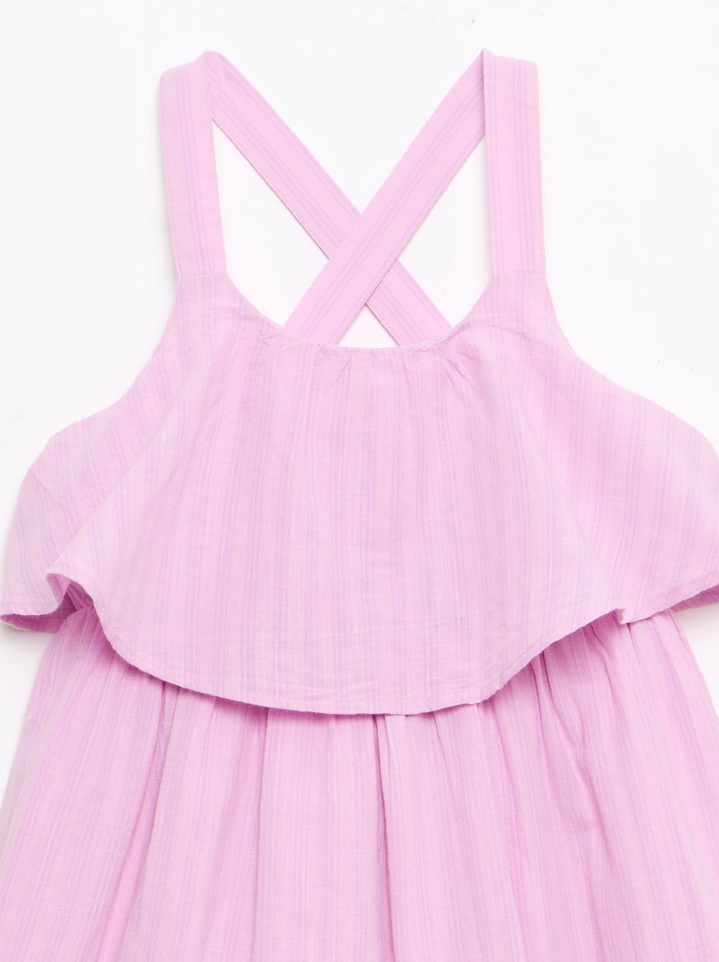 Robe à bretelles croisées + volants forme housse Violet - Kiabi