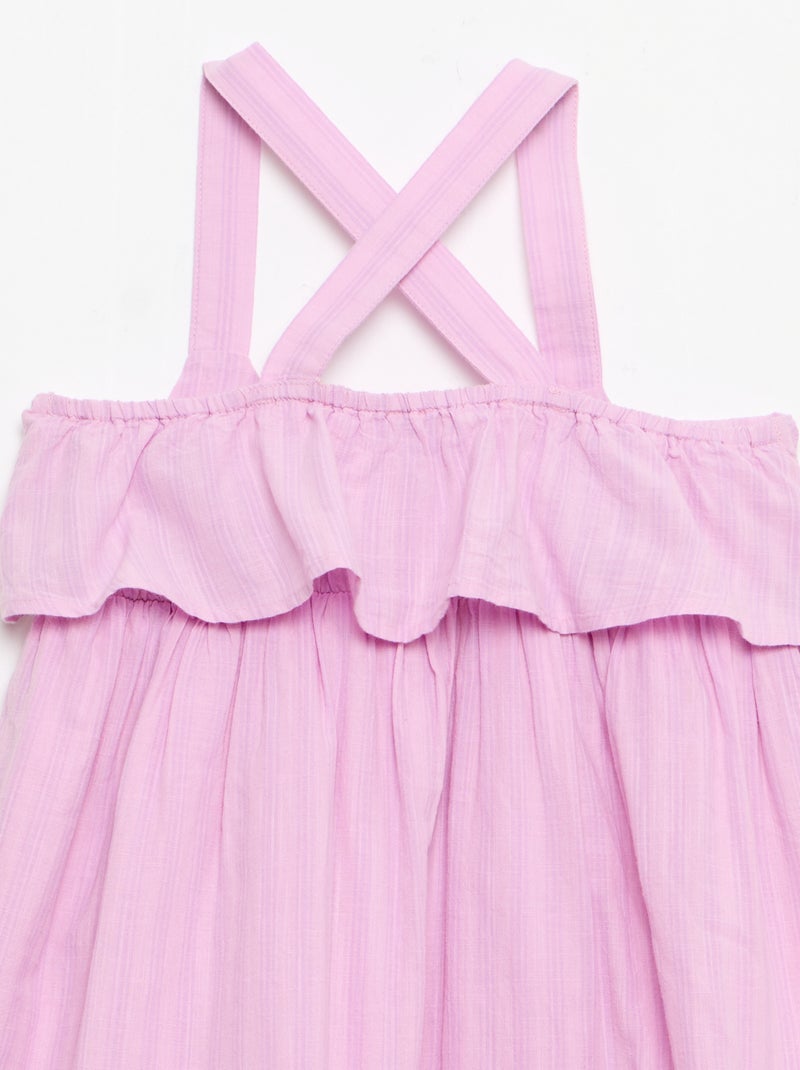 Robe à bretelles croisées + volants forme housse Violet - Kiabi