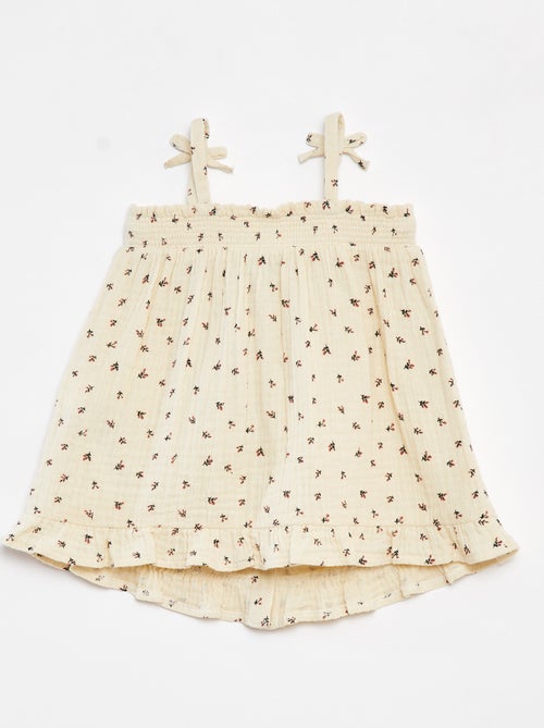 Robe à bretelles en gaze de coton - Kiabi