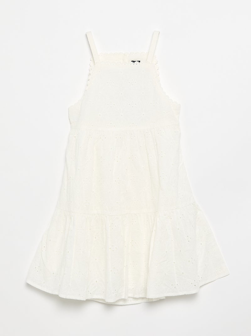 Robe à bretelles et broderies anglaises Blanc - Kiabi