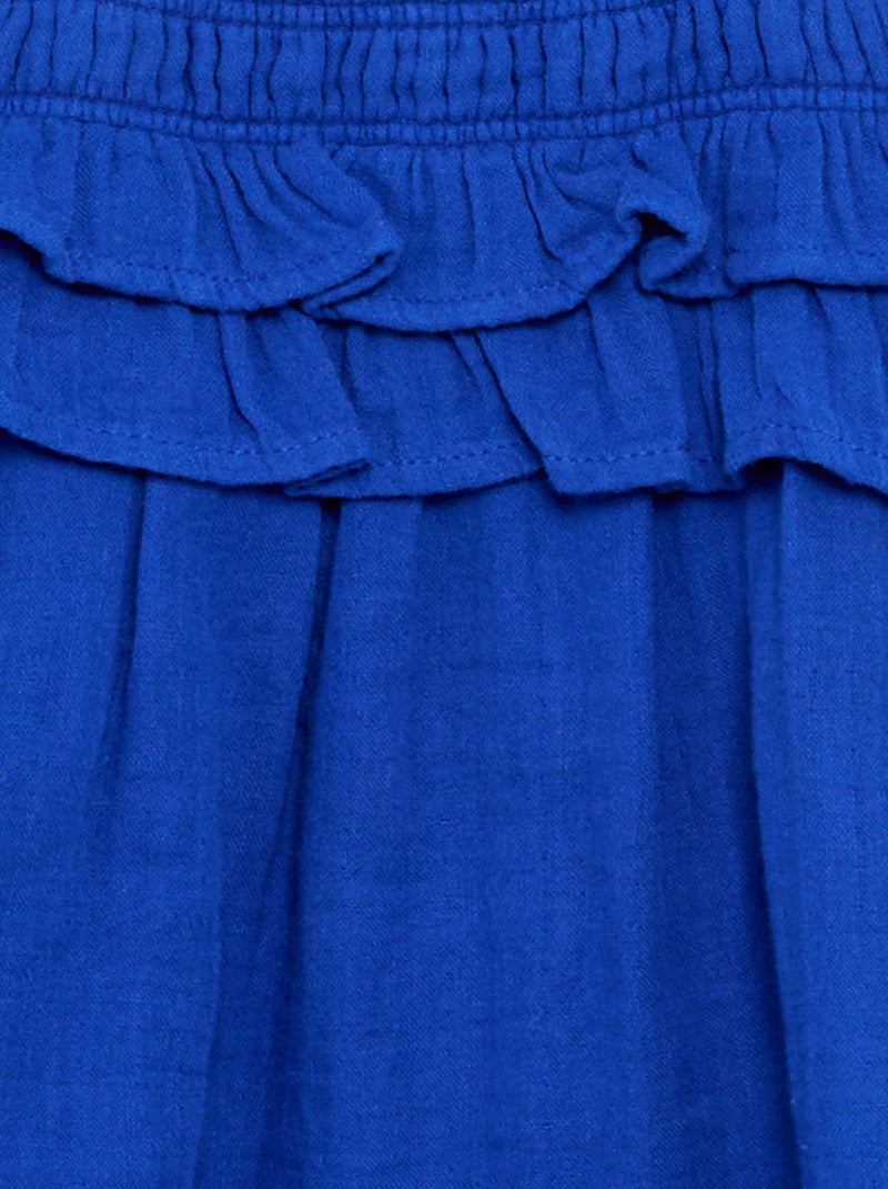 Robe à bretelles smokée avec volants Bleu - Kiabi