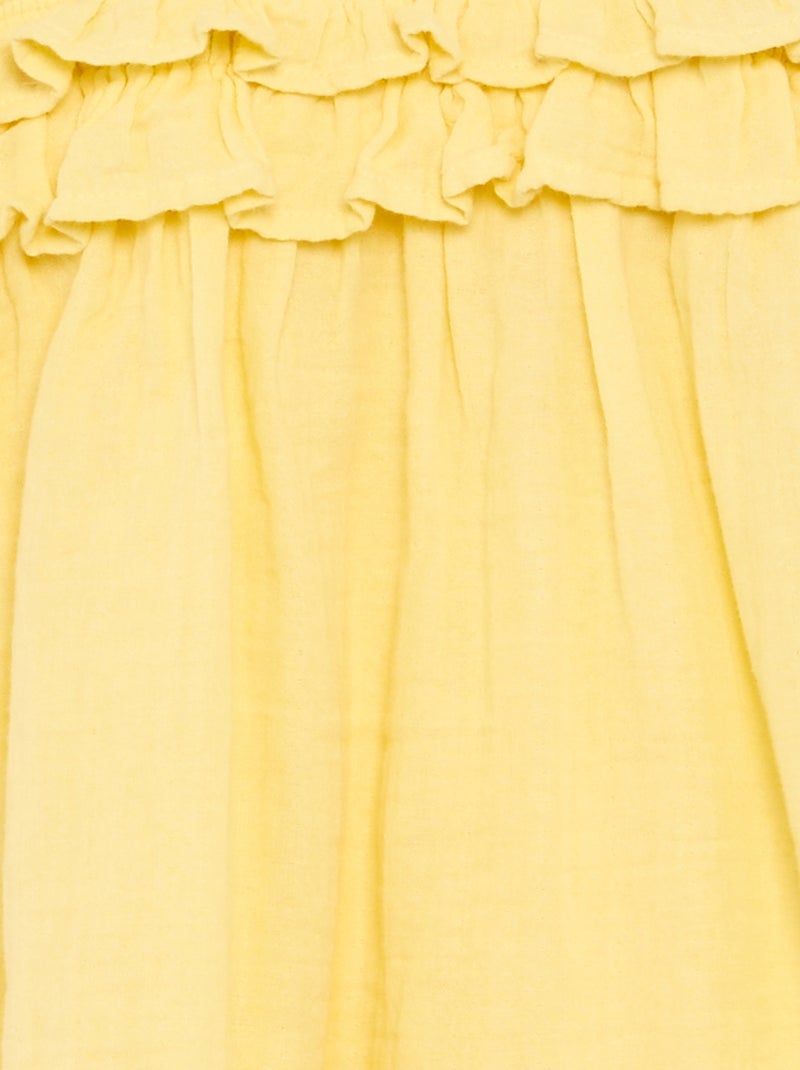 Robe à bretelles smokée avec volants Jaune - Kiabi