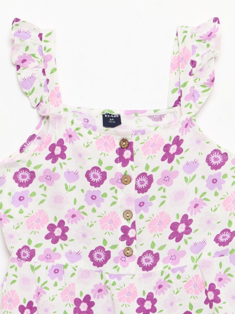 Robe à bretelles volantées Blanc - Kiabi