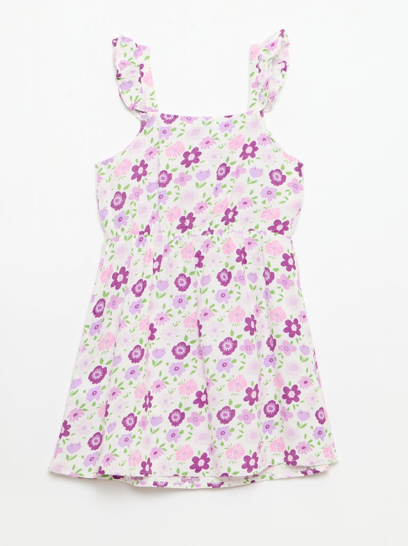 Robe à bretelles volantées Blanc - Kiabi