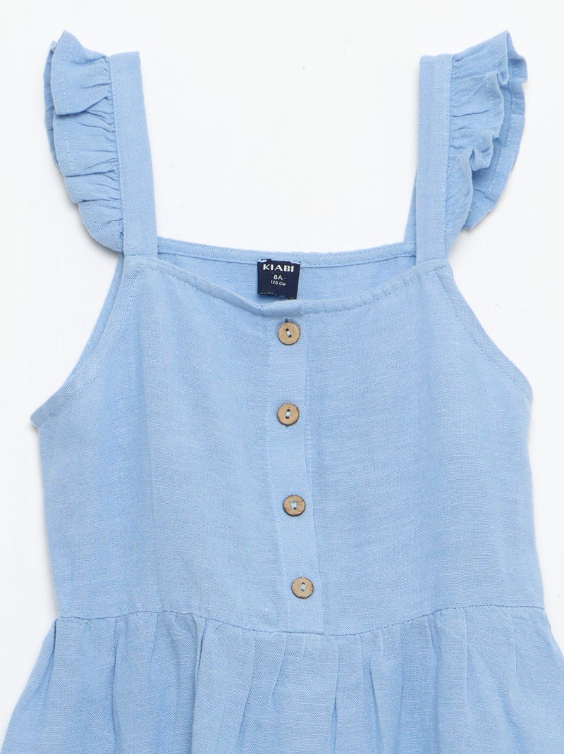 Robe à bretelles volantées Bleu - Kiabi