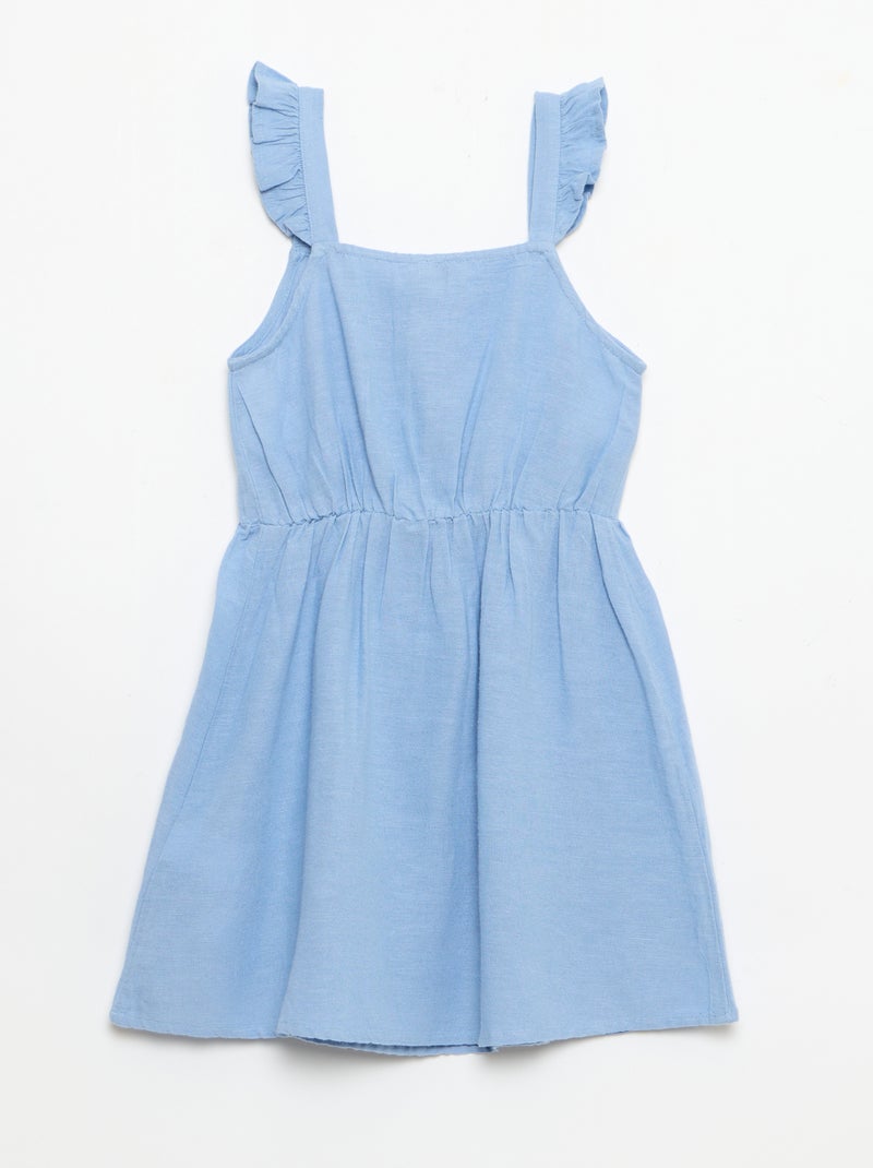 Robe à bretelles volantées Bleu - Kiabi